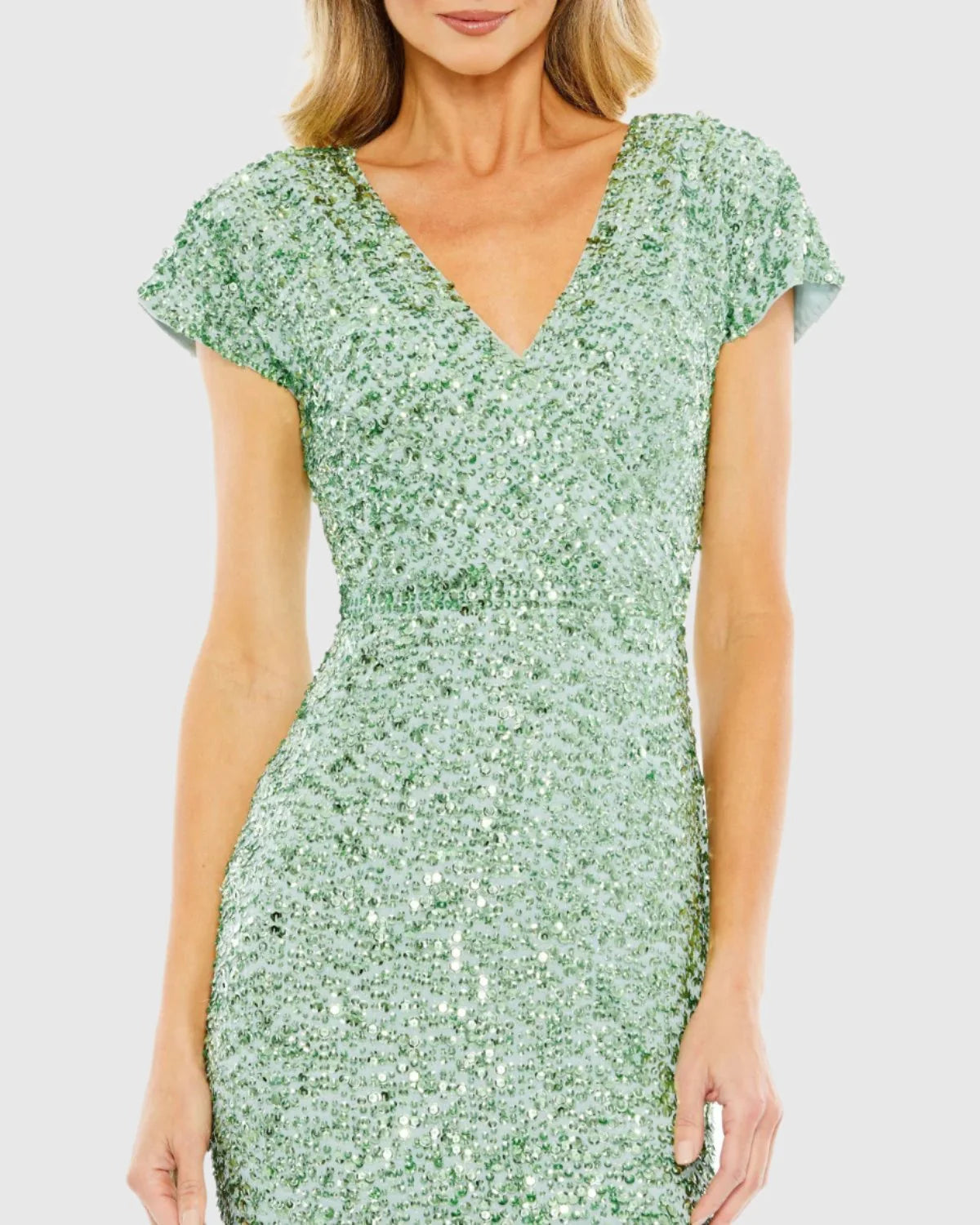 Sequin Short Sleeve Midi Dress - Sage