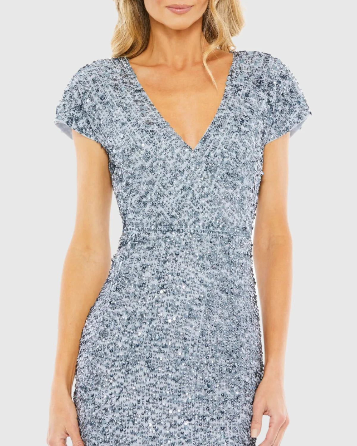 Sequin Short Sleeve Midi Dress - Slate Blue