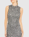 High neck crystal embellished midi gown - Peach