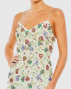 Embellished Spaghetti Strap Lace Up Gown - Aqua
