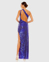 Sequined One Shoulder Asymmetrical Hem Gown - Violet