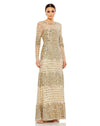 Embellished high neck long sleeve gown - Gold