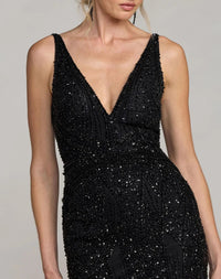 Black-plunging-v-neck-tulle-evening-gown-with-allover-beading-front
