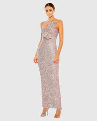 Mac Duggal, Sequin bow detail column gown, Pink #11284