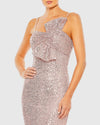 Sequin bow detail column gown - Pink