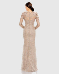 Embellished long sleeve dress - Taupe