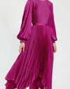 Mac Duggal Long Sleeve Pleated Charmeuse Handkerchief Dress Fuschia Hot Pink #11638