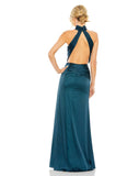Available in Ocean & Shell Pink  Style #11642 Designer: Mac Duggal OPEN BACK HIGH NECK SIDE RUCHED GOWN back
