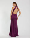 Open back high neck ruched gown - Sage