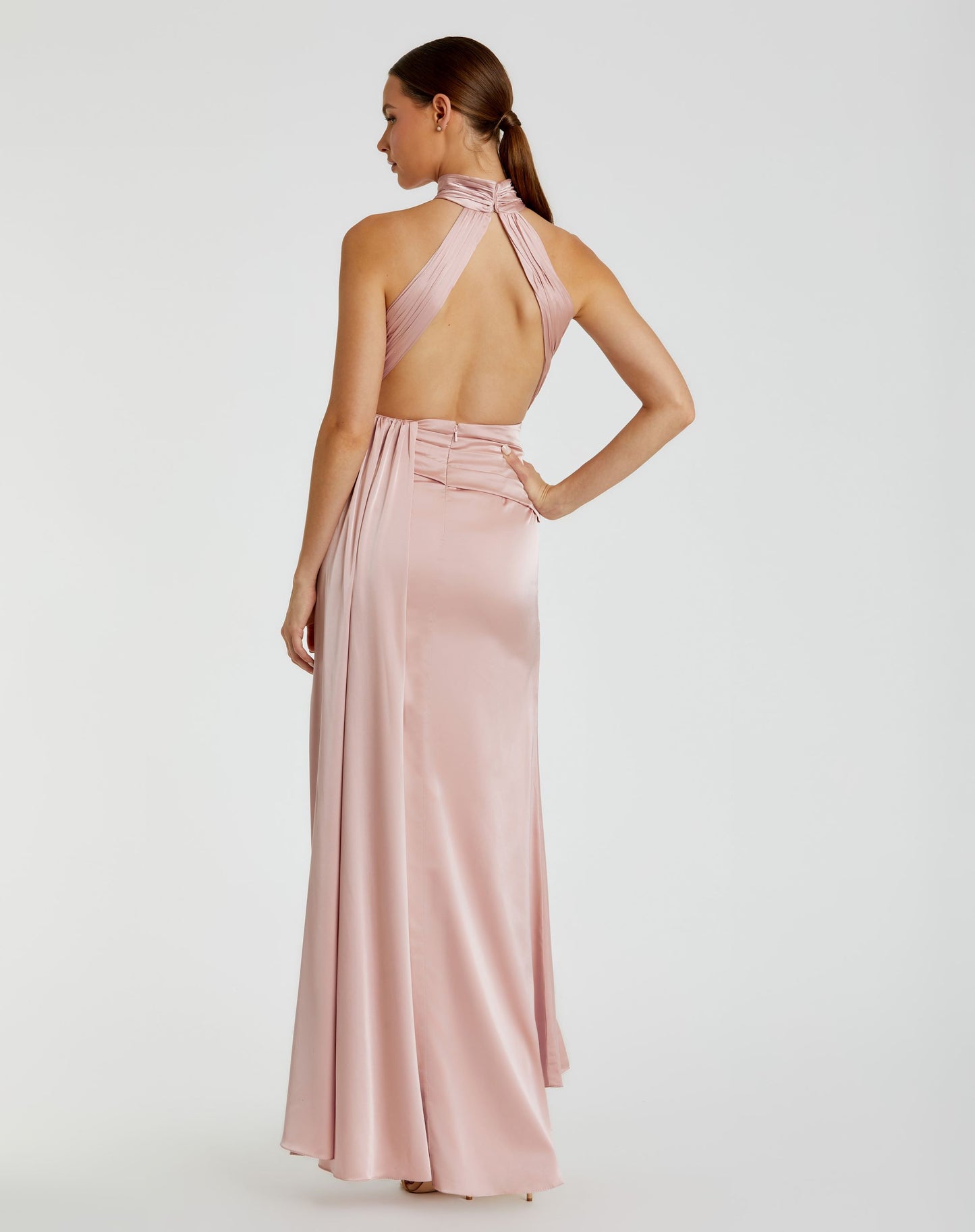 【Mac Duggal】Open Back High Neck Ruched Gown 関税送料込 Mac Duggal Open Back High Neck Side Ruched Gown | Bloomingdale's