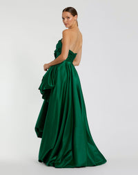 Strapless Ruched Hi Low Dress - Black