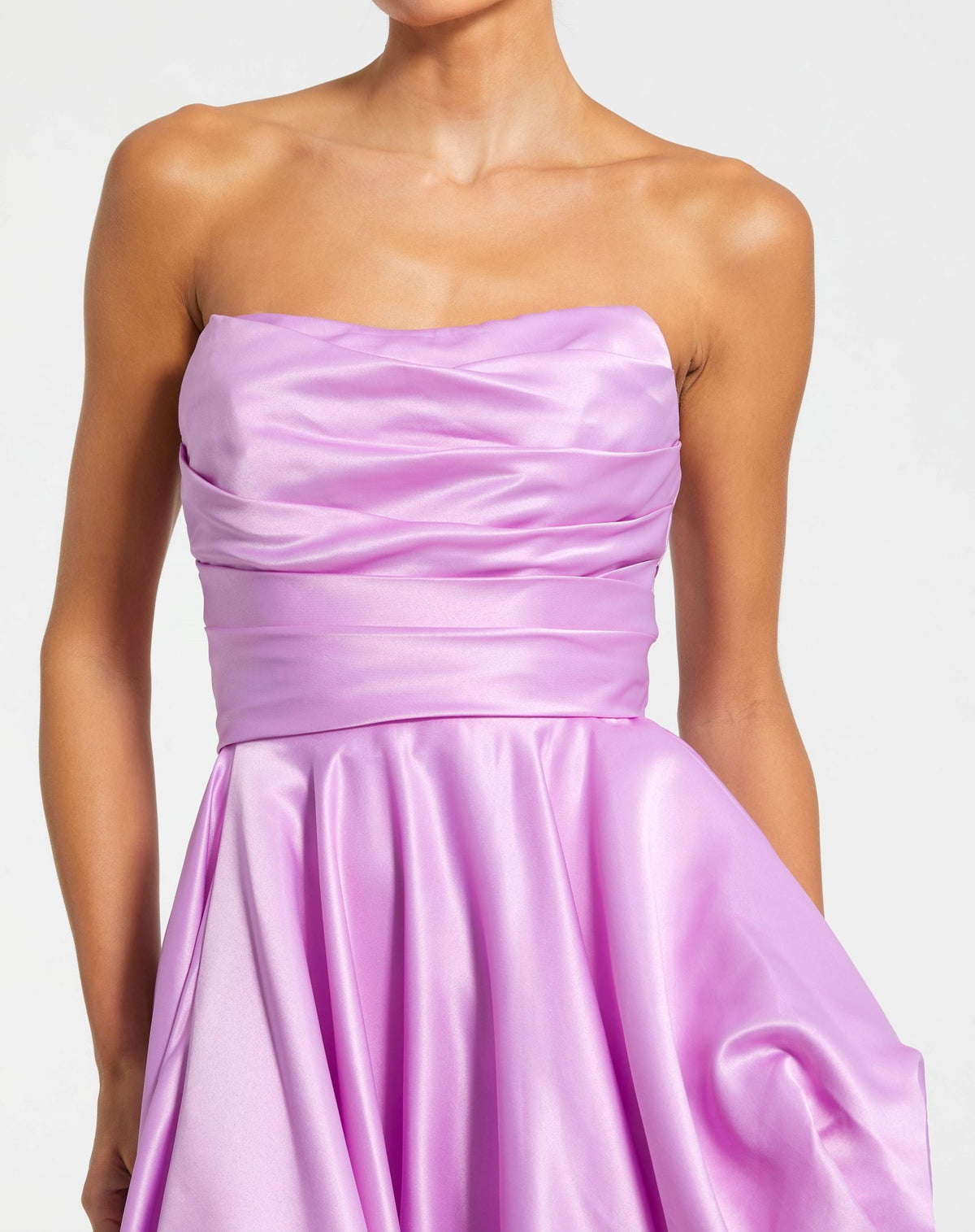 Strapless Ruched Hi Low Dress - Orchid
