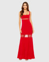 Mac Duggal, #11698 Sheer Mesh Panel Detail Column Gown, Red 