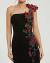 Off The Shoulder Embroidered Mermaid Gown - Black Floral
