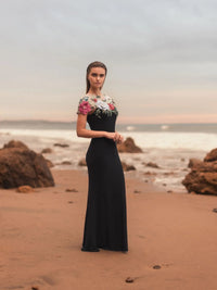 Mac Duggal 11817 Black Multi floral embellished jersey column gown