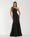 Mac Duggal Black Crepe One Shoulder Mermaid Gown With Beading #11843 