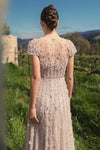 Embellished Lace Illusion Neck A-Line Gown - Pink
