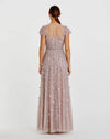 Embellished Lace Illusion Neck A-Line Gown - Pink