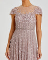 Embellished Lace Illusion Neck A-Line Gown - Pink