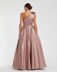 One Shoulder Satin Ball Gown - Rose