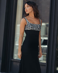 Mac Duggal #11884 black sleeveless crepe gown with embellished bodice
