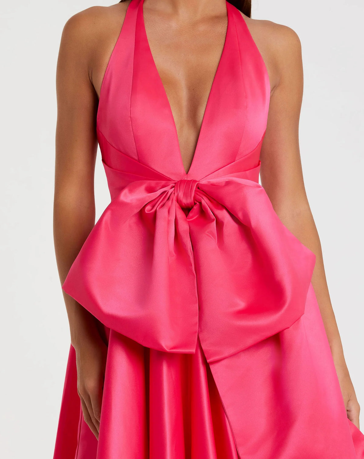 Satin Ballgown with Bow - Hot Pink