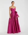 Mac Duggal Strapless Taffeta Gown with Ruffles and Slit Hot Pink #11892 