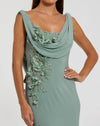 Sleeveless Jersey Cowl Neck Gown With Beading - Midnight