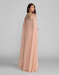 Mac Duggal Pink Embellished Crepe Gown With Chiffon Cape #11942 Blush
