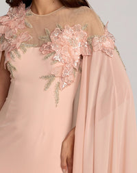 Mac Duggal Pink Embellished Crepe Gown With Chiffon Cape #11942 Blush