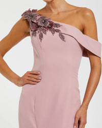 Mac Duggal Pink Off The Shoulder Beaded Mermaid Gown Rose Pink #11947