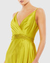 Sleeveless satin gown - Chartreuse