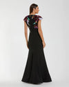 Mac Duggal Black Floral Sequin Embellished Trumpet Gown #13211