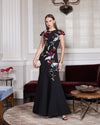 Mac Duggal Black Floral Sequin Embellished Trumpet Gown #13211