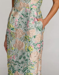 Mac Duggal Pastel Multi Strapless Brocade Midi Dress Pockets #13223