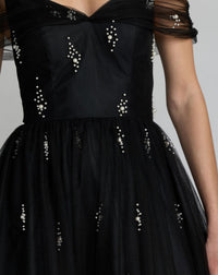 Pearl Embellished Off The Shoulder Ball Gown