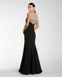 Mac Duggal #13234 black crystal embellished mermaid gown