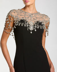 Mac Duggal #13234 black crystal embellished mermaid gown