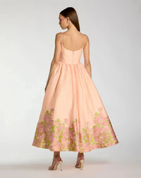 Pink Multi Organza Spaghetti Strap Bow Detail Midi Dress