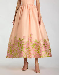 Pink Multi Organza Spaghetti Strap Bow Detail Midi Dress