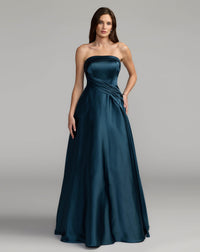 Mac Duggal #13280 Navy strapless draped satin ball gown
