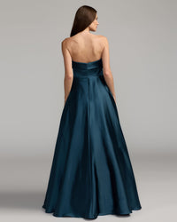 Mac Duggal #13280 Navy strapless draped satin ball gown