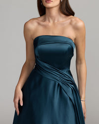 Mac Duggal #13280 Navy strapless draped satin ball gown