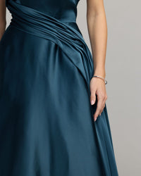 Mac Duggal #13280 Navy strapless draped satin ball gown