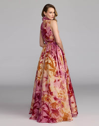 Sleeveless Velvet Ruffle Ball Gown