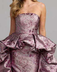 Mac Duggal #13359 rose metallic brocade bodice close-up