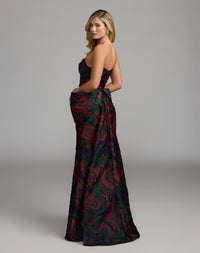 Mac Duggal #13365 multi swirl mermaid gown back view