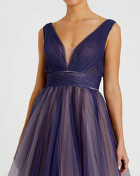 Mac Duggal 20221 Indigo Ombre sleeveless ombre tulle ball gown - Close up detail