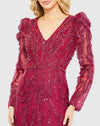 Embellished Puff Sleeve Gown - Mocha