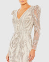 Embellished Puff Sleeve Gown - Mocha